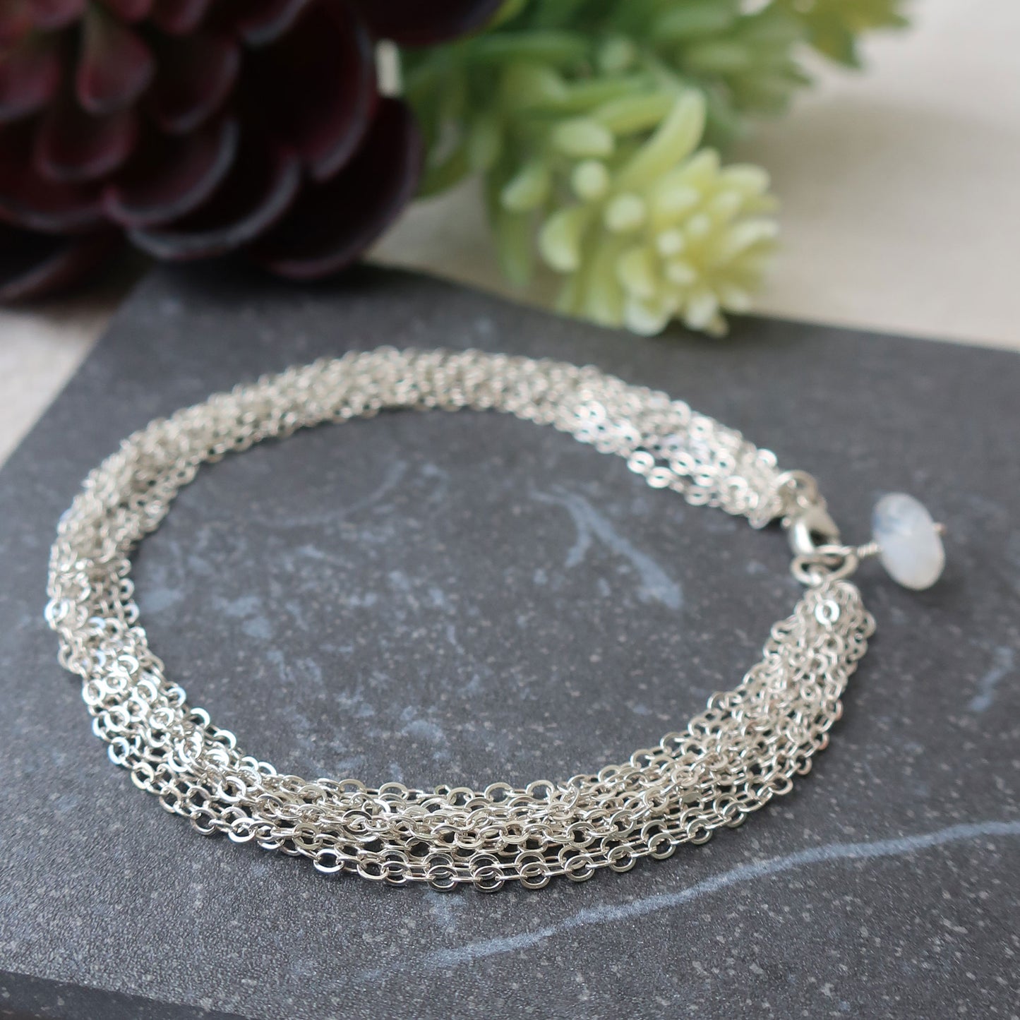 Modern Silver x Moonstone Bracelet
