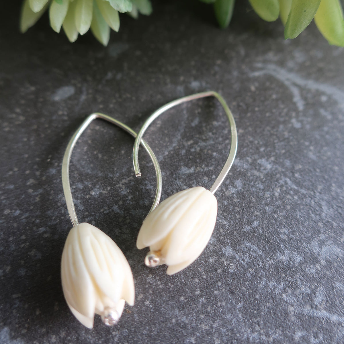 Pikake Wishbone Gold Earrings