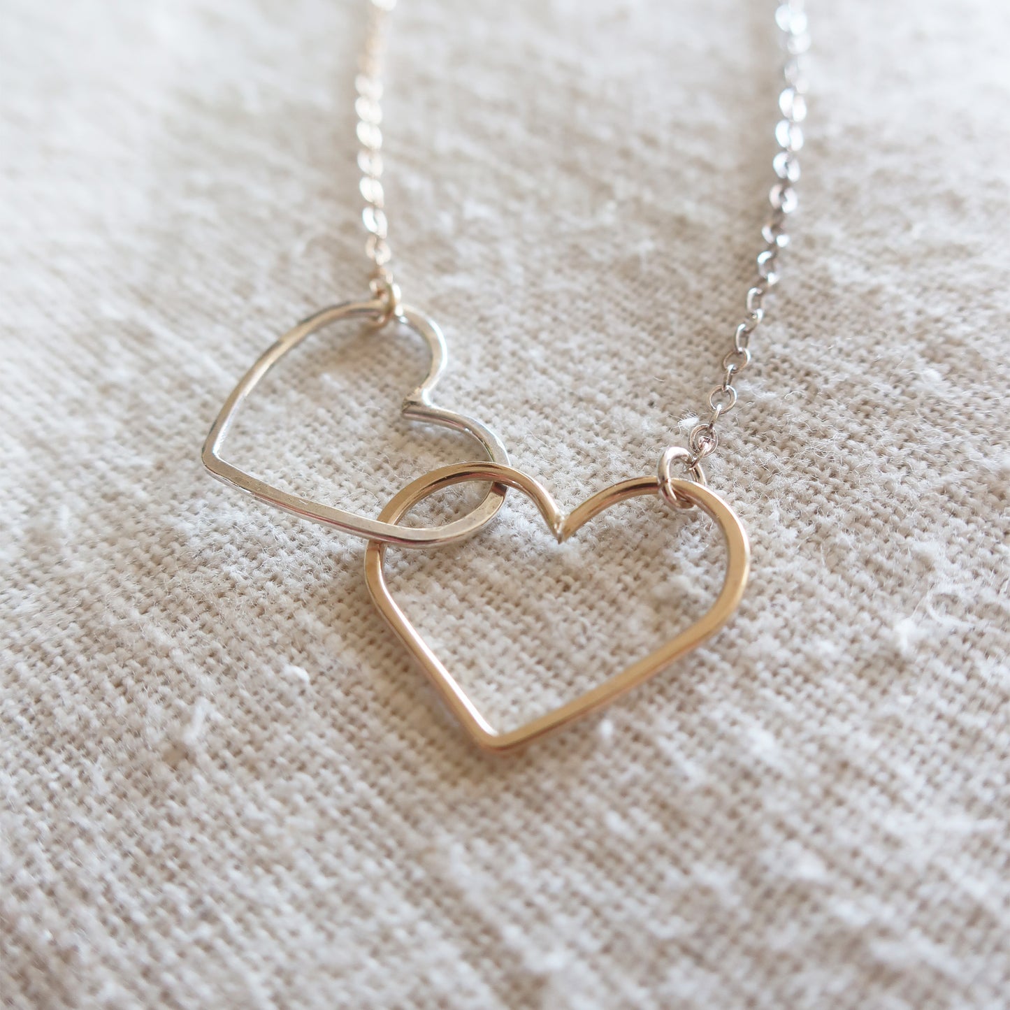 Classic Two-Toned Heart Necklace, Sterling Silver and 14K Gold-Filled