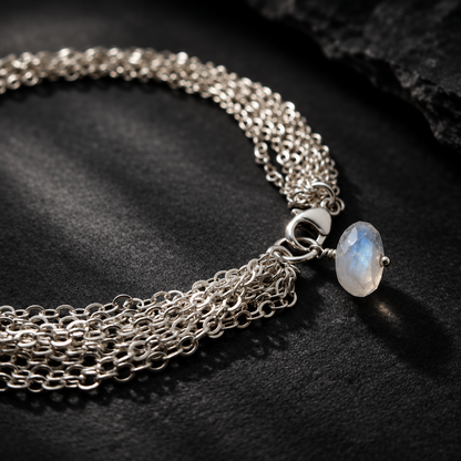 Layered Silver and Moonstone Bracelet
