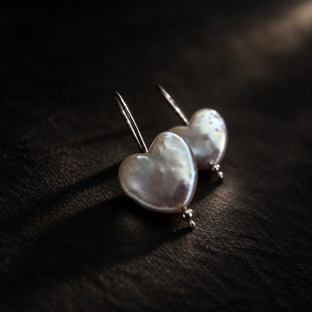 Pearl Heart Earrings