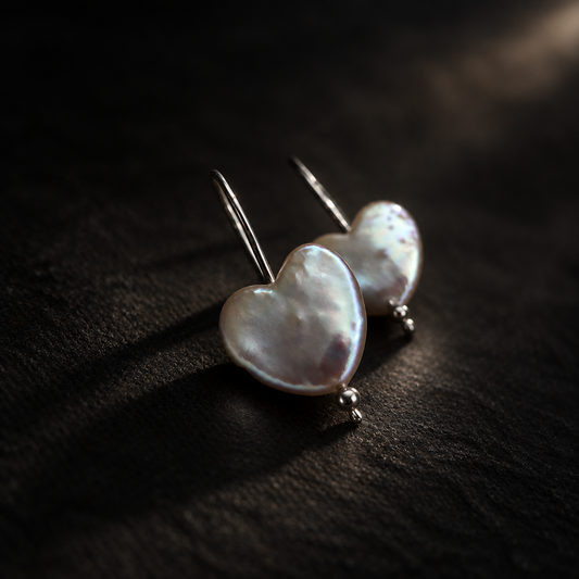Pearl Heart Earrings
