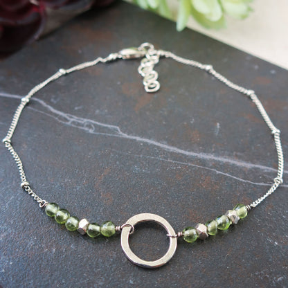 Organic Circle + Peridot Bracelet