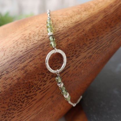 Organic Circle + Peridot Bracelet