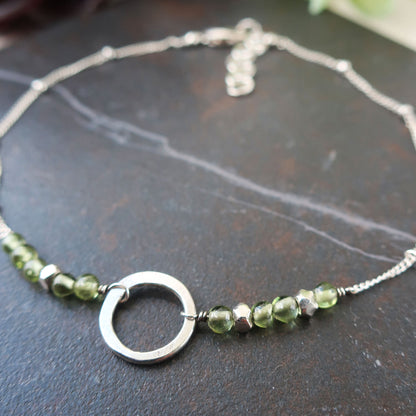 Organic Circle + Peridot Bracelet