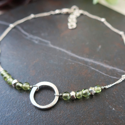 Organic Circle + Peridot Bracelet