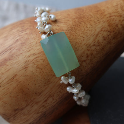 Keishi Pearls + Chalcedony Bracelet