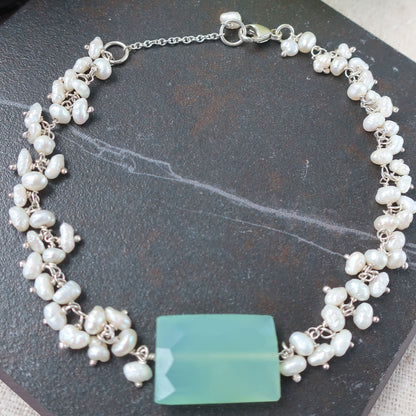 Keishi Pearls + Chalcedony Bracelet