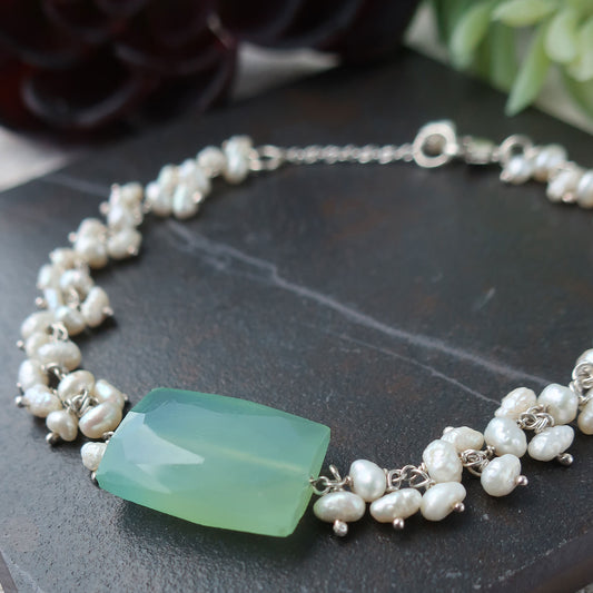 Keishi Pearls + Chalcedony Bracelet