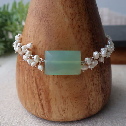 Keishi Pearls + Chalcedony Bracelet