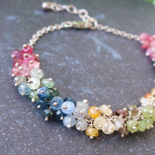 Rainbow Sapphires and Sterling Silver Bracelet