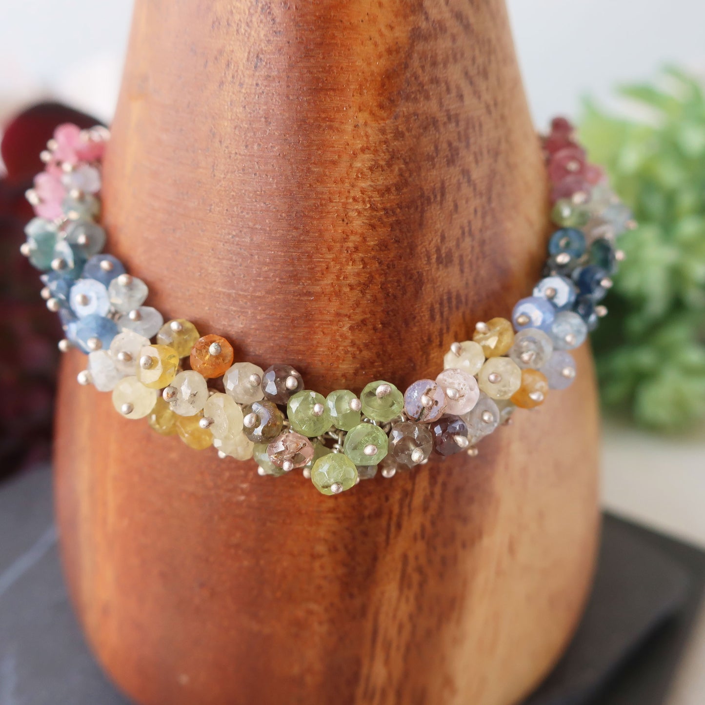 Rainbow Sapphires and Sterling Silver Bracelet