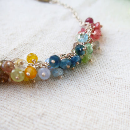 Rainbow Sapphires and Sterling Silver Bracelet