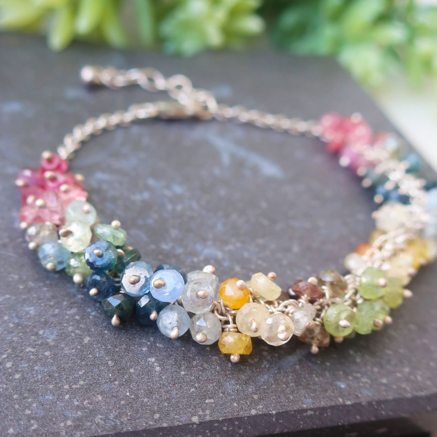 Rainbow Sapphires and Sterling Silver Bracelet