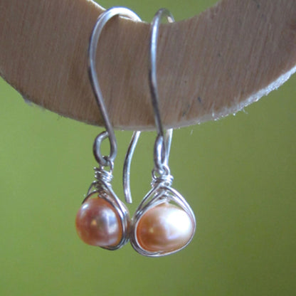 Enchanted - Modern Woven Freshwater Pearl Earrings