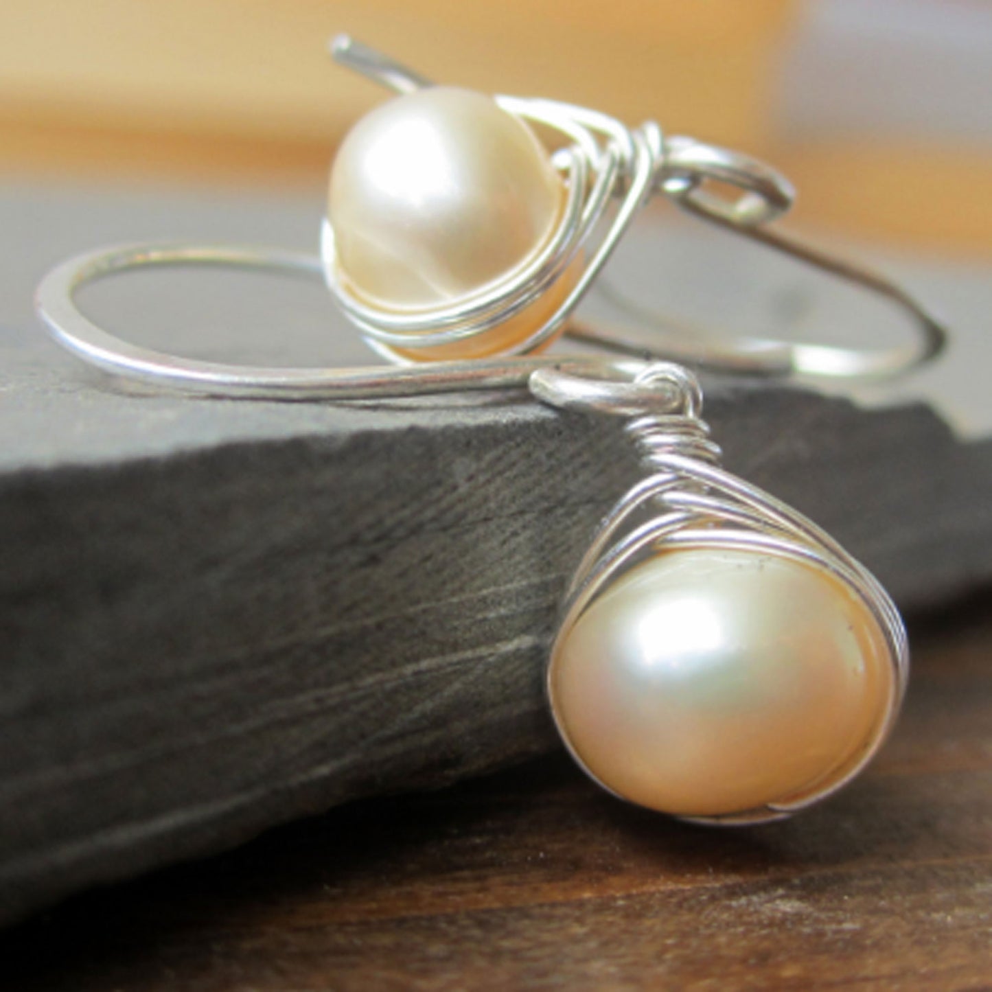 Enchanted - Modern Woven Freshwater Pearl Earrings
