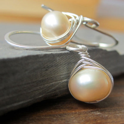 Enchanted - Modern Woven Freshwater Pearl Earrings