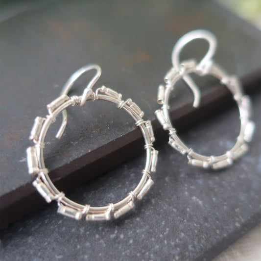Sterling Silver Artisan Wrapped Hoop Earrings