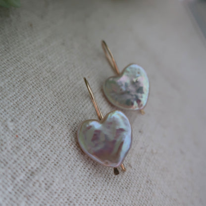 Pearl Heart Earrings