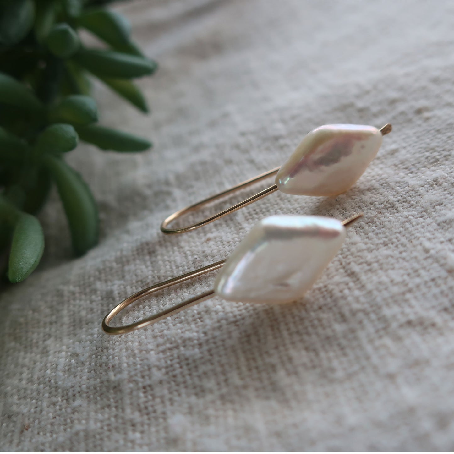 Freshwater Pearl Diamond Earrings