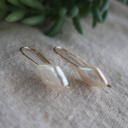 Freshwater Pearl Diamond Earrings