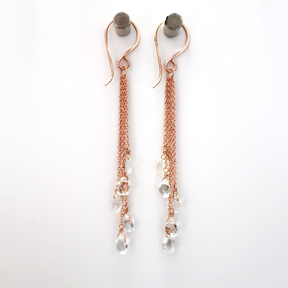 White Topaz Gemstone Flow Earrings