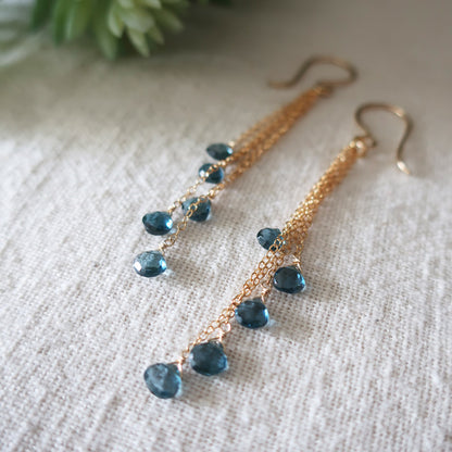 London Blue Topaz Gemstone Flow Earrings