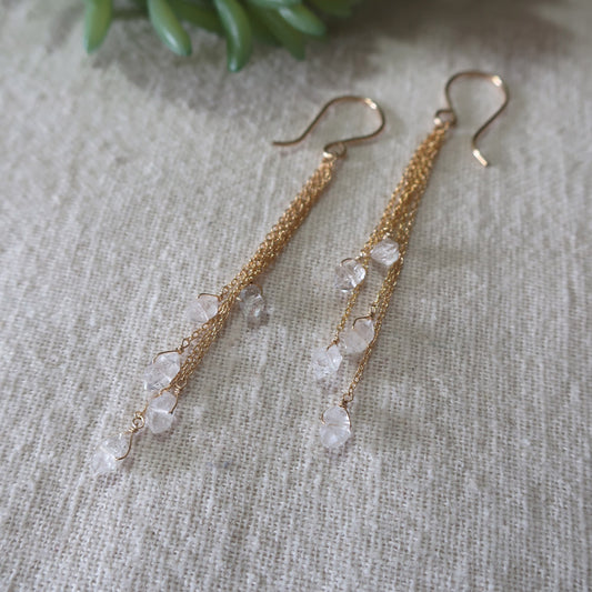 Herkimer Diamond Gemstone Flow Earrings