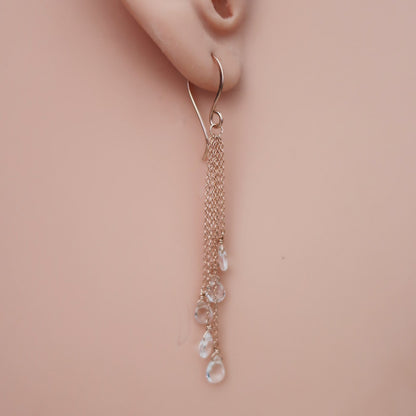 White Topaz Gemstone Flow Earrings