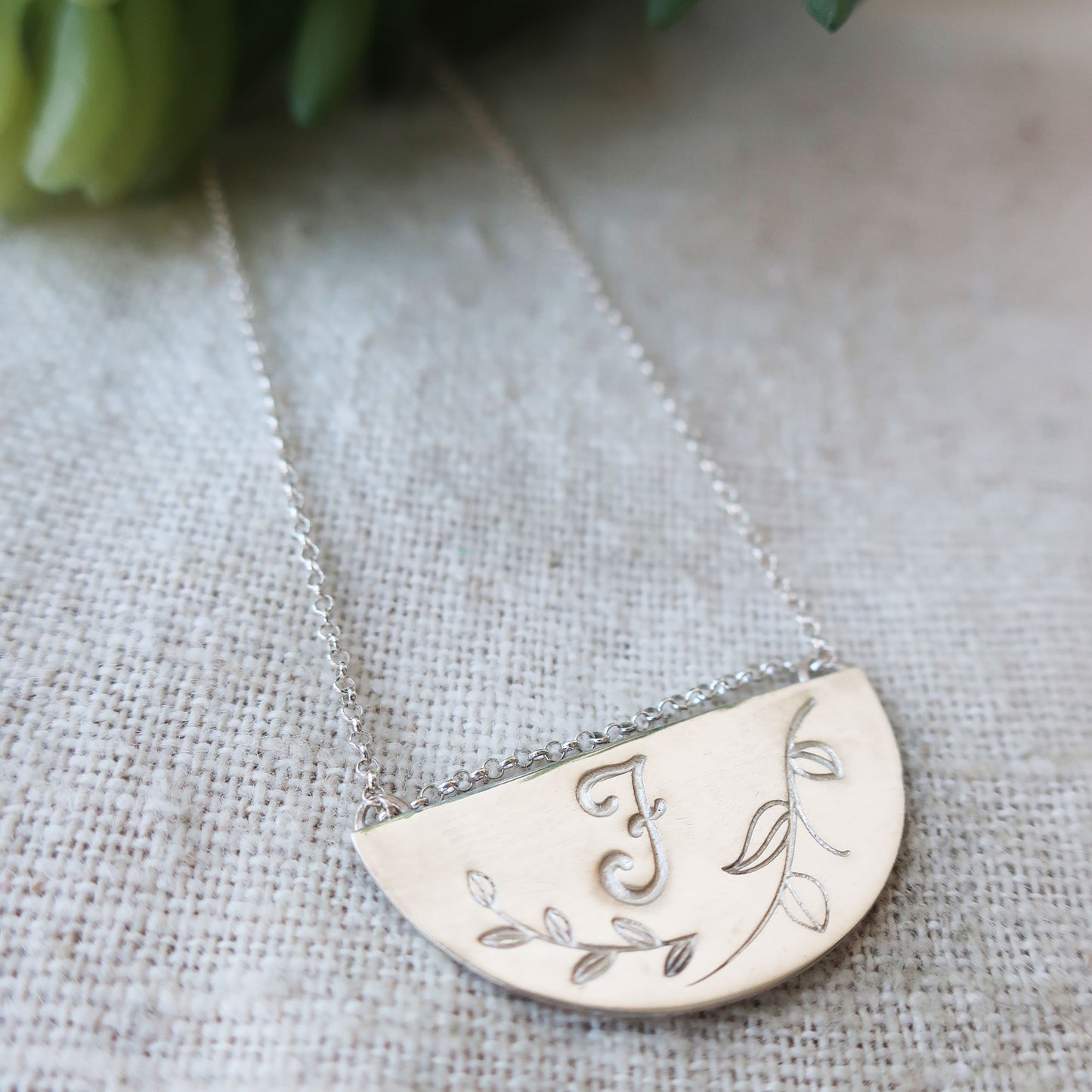 Mezza Luna Monogram  Necklace