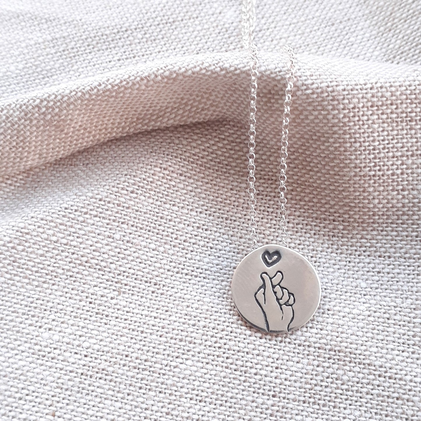 Finger Heart Charm Necklace