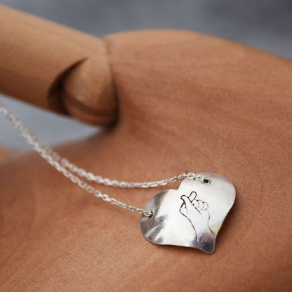 Heart-Shaped Finger Heart Charm Necklace