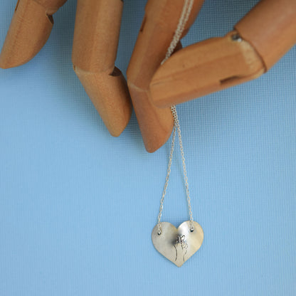 Heart-Shaped Finger Heart Charm Necklace