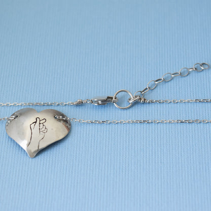 Heart-Shaped Finger Heart Charm Necklace