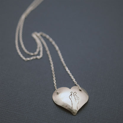 Heart-Shaped Finger Heart Charm Necklace