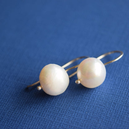 Pearl Drop Earrings, Handcrafted Silver