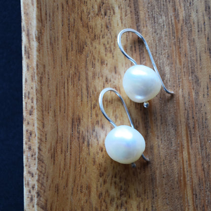 Pearl Drop Earrings, Handcrafted Silver